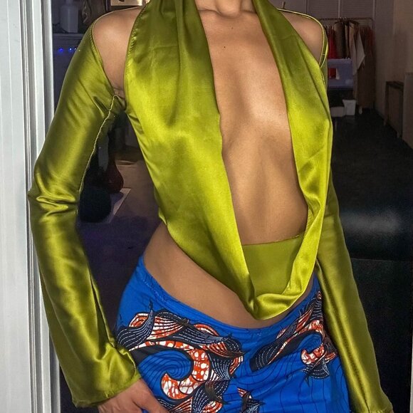 Olive Green Bolero Cropped Shrug & Fixed By B Special Tee Top | Custom Made - Picture 2 of 3